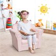 Pemberly Row Contemporary Eucalyptus and Velvet Cat Kids Sofa in Pink