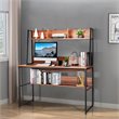 Pemberly Row 47'' Wood Computer Desk w/ 3 Storage Cubes & Open Bookcase - Coffee