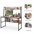 Pemberly Row Wood Computer Desk w/ 3 Storage Cubes & Open Bookcase-Natural