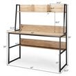 Pemberly Row Wood Computer Desk w/ 3 Storage Cubes & Open Bookcase-Natural