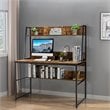 Pemberly Row 47'' Wood Computer Desk w/ 3 Storage Cubes & Open Bookcase in Brown