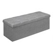Pemberly Row Fabric & MDF Folding Storage Bench with Metal Divider in Light Gray