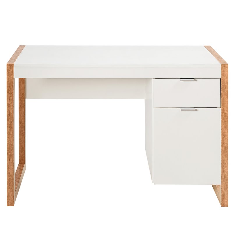 Pemberly Row Contemporary Engineered Wood Computer Desk with Drawers in Natural