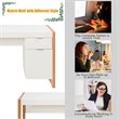 Pemberly Row Contemporary Engineered Wood Computer Desk with Drawers in Natural
