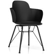 Pemberly Row Plastic & Iron Dining Chair w/ Petal-Shape Seat in Black (Set of 2)