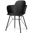 Pemberly Row Plastic & Iron Dining Chair w/ Petal-Shape Seat in Black (Set of 2)