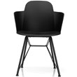 Pemberly Row Plastic & Iron Dining Chair w/ Petal-Shape Seat in Black (Set of 2)
