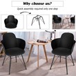 Pemberly Row Plastic & Iron Dining Chair w/ Petal-Shape Seat in Black (Set of 2)