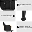 Pemberly Row Plastic & Iron Dining Chair w/ Petal-Shape Seat in Black (Set of 2)