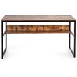 Pemberly Row 55'' Engineered Wood Computer Desk with Storage Shelf in Brown