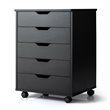 Pemberly Row 5-drawer Wheels Chest Storage Dresser Floor Cabinet Organizer-Black