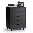 Pemberly Row 5-drawer Wheels Chest Storage Dresser Floor Cabinet Organizer-Black