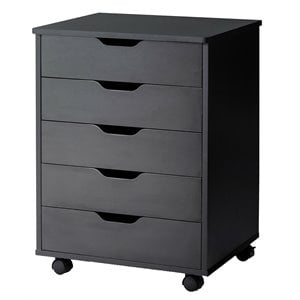 Pemberly Row 5-drawer Wheels Chest Storage Dresser Floor Cabinet Organizer-Black