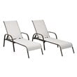 Pemberly Row 2-Pc Adjustable Armrest Patio Lounge Chair Chaise Reclining in Gray