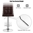 Pemberly Row PU Leather & Metal Adjustable Swivel Bar Stools in Brown (Set of 2)