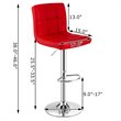 Pemberly Row PU Leather and Metal Adjustable Swivel Bar Stools in Red (Set of 2)