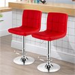 Pemberly Row PU Leather and Metal Adjustable Swivel Bar Stools in Red (Set of 2)