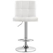 Pemberly Row PU Leather & Metal Adjustable Swivel Bar Stools in White (Set of 2)