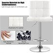 Pemberly Row PU Leather & Metal Adjustable Swivel Bar Stools in White (Set of 2)