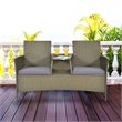 Pemberly Row Rattan Patio Conversation Set with Loveseat & Coffee Table in Gray