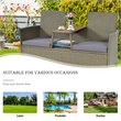 Pemberly Row Rattan Patio Conversation Set with Loveseat & Coffee Table in Gray