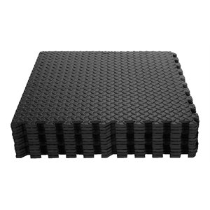 Pemberly Row 12-Pc Puzzle Exercise Floor Mats with Interlocking Tiles in Black