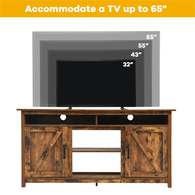 Pemberly Row 60'' TV Stand Entertainment Center with Shelves & Cabinet in Brown