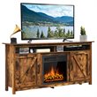 Pemberly Row 60'' TV Stand Entertainment Center with Electric Fireplace in Brown