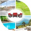 Pemberly Row 4-piece Rattan Patio Furniture Set with Storage Shelf in Red