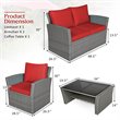 Pemberly Row 4-piece Rattan Patio Furniture Set with Storage Shelf in Red