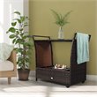 Pemberly Row Contemporary Rattan and Steel Patio Bar Serving Cart in Brown