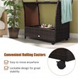 Pemberly Row Contemporary Rattan and Steel Patio Bar Serving Cart in Brown