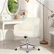 Pemberly Row Metal Sponge and Faux Fur Adjustable Swivel Office Chair in Beige
