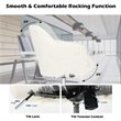 Pemberly Row Metal Sponge and Faux Fur Adjustable Swivel Office Chair in Beige