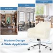 Pemberly Row Metal Sponge and Faux Fur Adjustable Swivel Office Chair in Beige