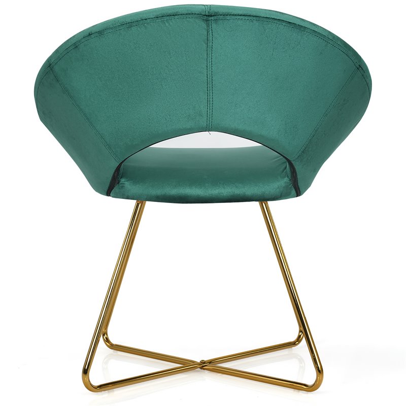 Pemberly Row Velvet Accent Chair with Golden Metal Leg in Dark Green