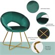 Pemberly Row Velvet Accent Chair with Golden Metal Leg in Dark Green