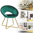 Pemberly Row Velvet Accent Chair with Golden Metal Leg in Dark Green