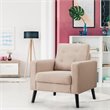 Pemberly Row Contemporary Fabric Accent Chair with Rubber Wood Legs in Beige