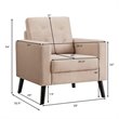Pemberly Row Contemporary Fabric Accent Chair with Rubber Wood Legs in Beige