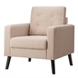 Pemberly Row Contemporary Fabric Accent Chair with Rubber Wood Legs in Beige