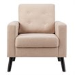 Pemberly Row Contemporary Fabric Accent Chair with Rubber Wood Legs in Beige