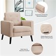 Pemberly Row Contemporary Fabric Accent Chair with Rubber Wood Legs in Beige