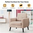 Pemberly Row Contemporary Fabric Accent Chair with Rubber Wood Legs in Beige