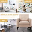 Pemberly Row Contemporary Fabric Accent Chair with Rubber Wood Legs in Beige