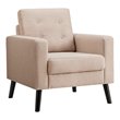 Pemberly Row Contemporary Fabric Accent Chair with Rubber Wood Legs in Beige