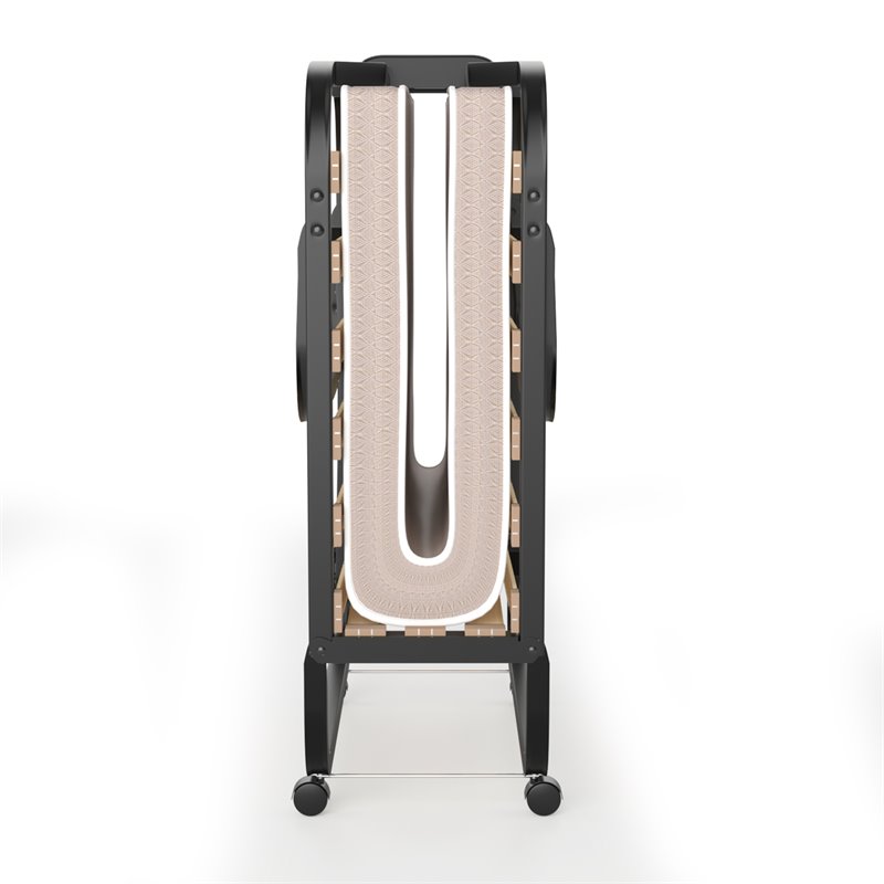 Pemberly Row Sturdy Metal Frame & Foam Mattress Rollaway Guest Folding Bed-Black