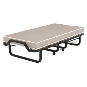 Pemberly Row Sturdy Metal Frame & Foam Mattress Rollaway Guest Folding Bed-Black