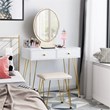 Pemberly Row Vanity Makeup Dressing Table with Mirror Touch Switch in White
