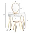 Pemberly Row Vanity Makeup Dressing Table with Mirror Touch Switch in White